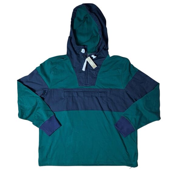 J Crew Anorak Hoodie Mens M Green Navy Colorblock Rugby Sporty Casual BN432 READ - Picture 15 of 15